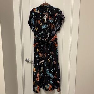 Leo Lin Under the Sea Belted Midi Dress